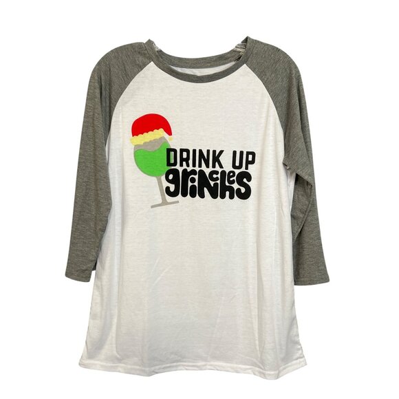 Drink Up Grinches Raglan Graphic Tee Size L - Picture 5 of 5